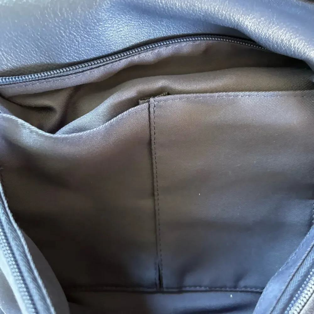 Style & Co Hudsonn Blue Hobo Bag Adjustable Strap Zipper Pockets Vegan Leather